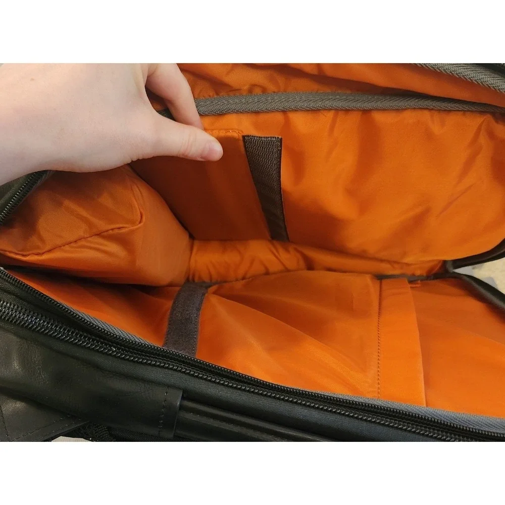 eBags Professional Slim Laptop Backpack Black Leather Travel Commuter Bag